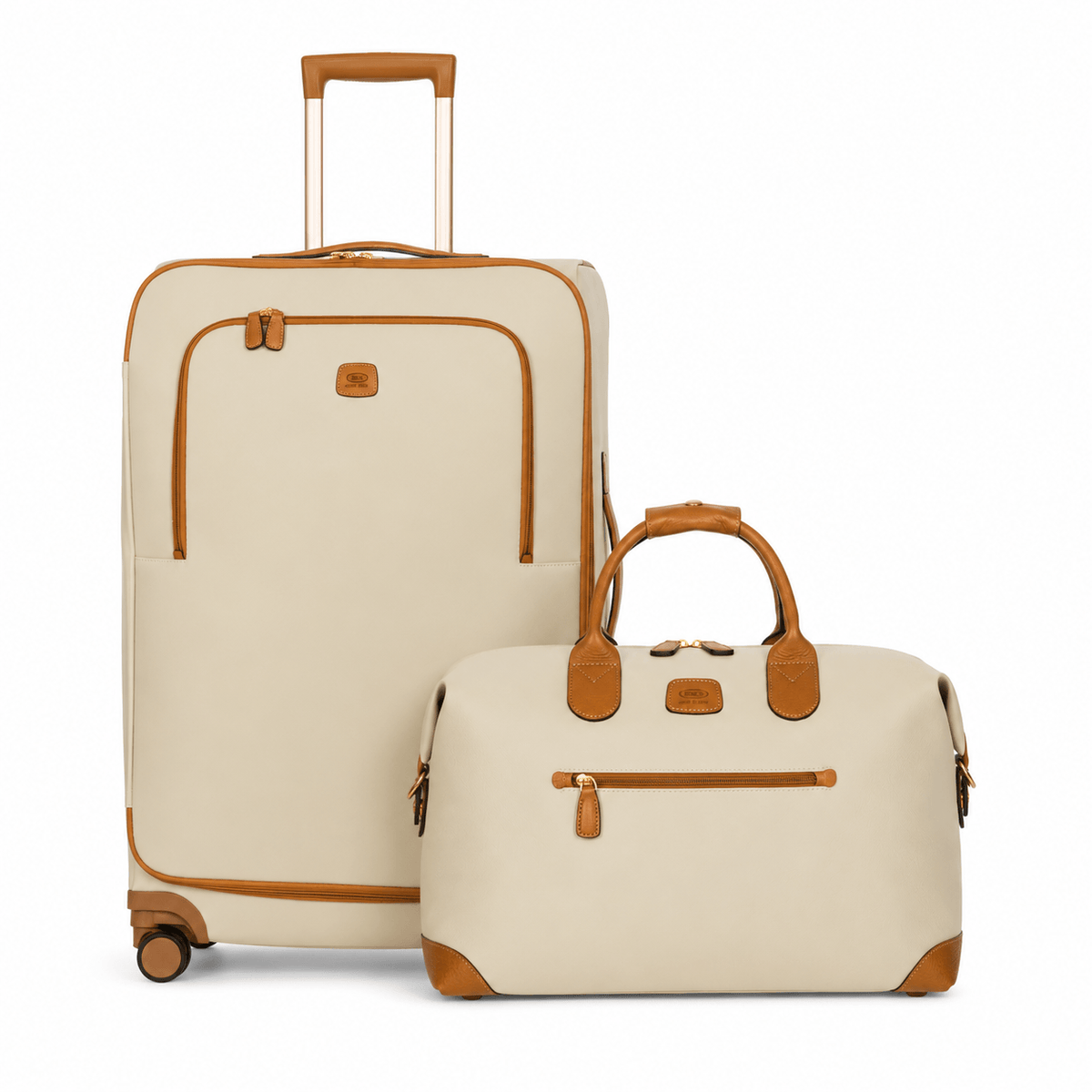 Firenze Cargo Duffle + Large Checked Set in Cream
