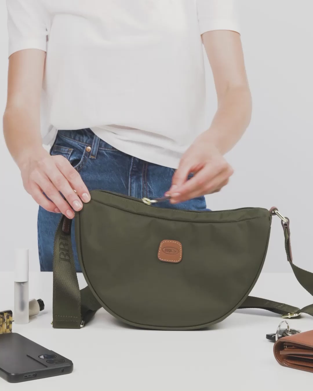 美品ボランフレックス9.5Narrowハルミッドレングス X-Collection Mini Halfmoon Bag