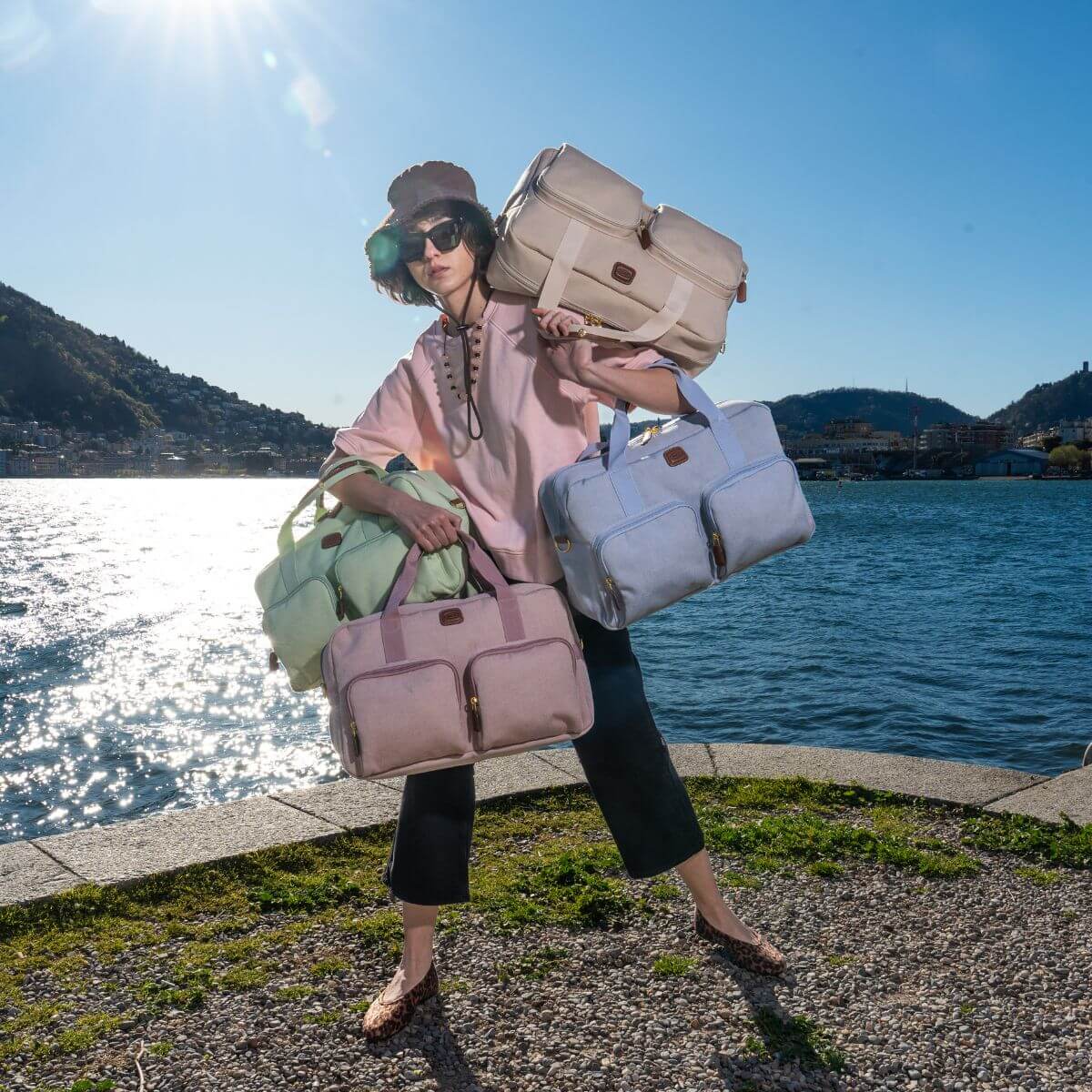 Volterra Trama Carry-On + Holdall Bundle in Cappuccino